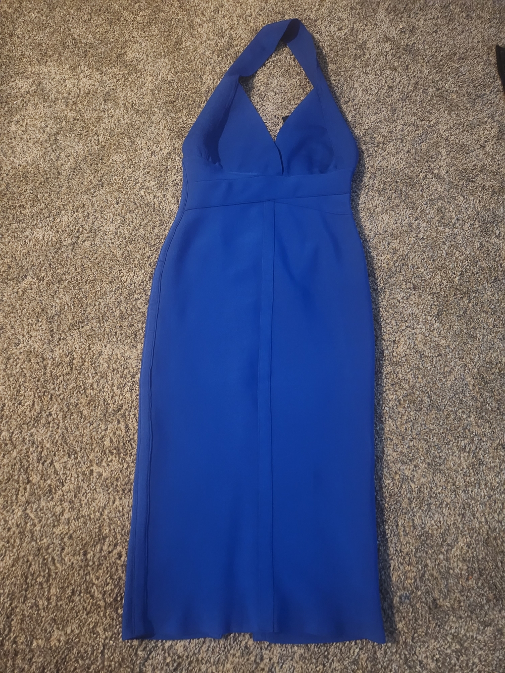 Royal Blue Halter Midi Dress - Women's